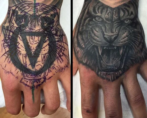 Cover-up and restoration tattoo at Evil Tattoo Studio, Madhapur, Hyderabad